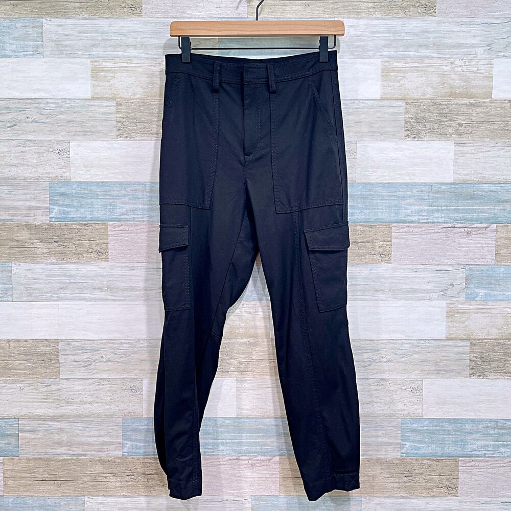 Banana Republic Slim Refined Stretch Cargo Ankle Pants Black High Rise Womens 2